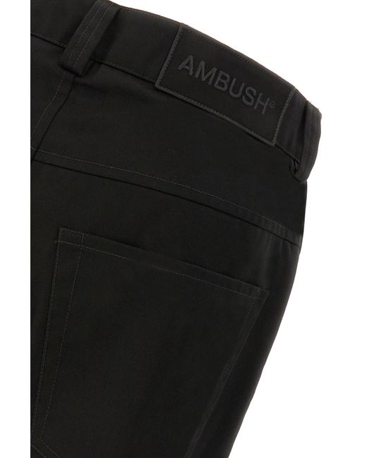 Ambush Black Logo Embroidered Zip Up Trousers for men