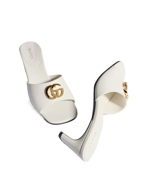 Gucci White Double G Slide Sandals