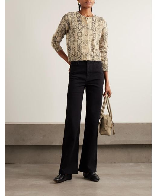 FRAME Natural Snake Print Cashmere Cardigan