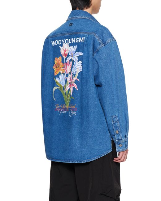 Wooyoungmi Blue Logo Denim Shirt for men
