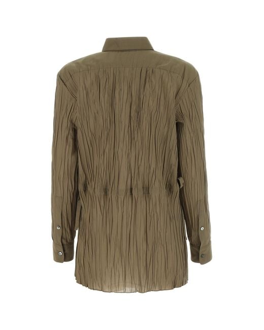 Theory Green Tie-Waist Crinkled Shirt