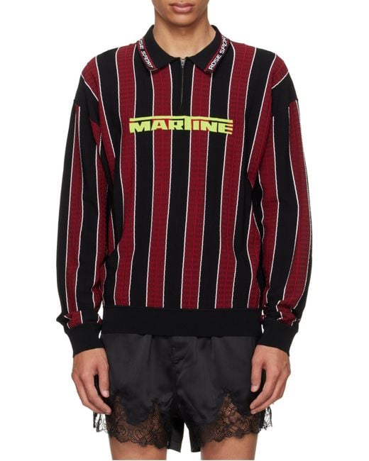 Martine Rose Red Striped Polo Shirt for men