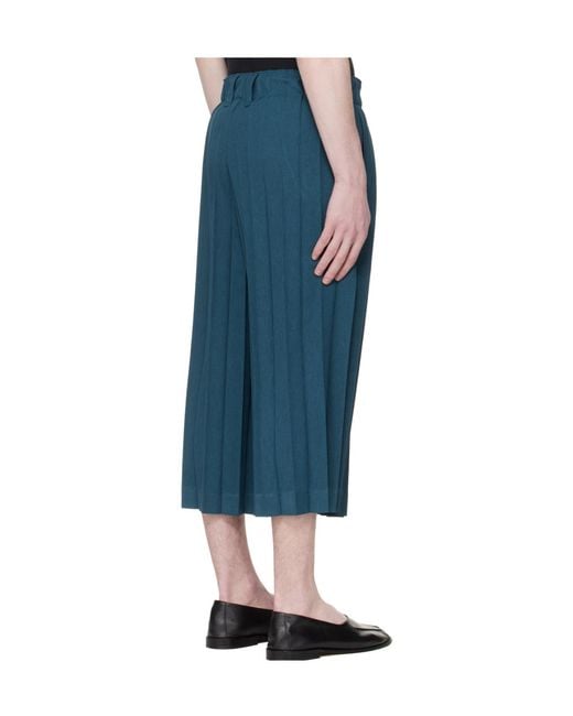 Homme Plissé Issey Miyake Blue Pleated Casual Pants for men