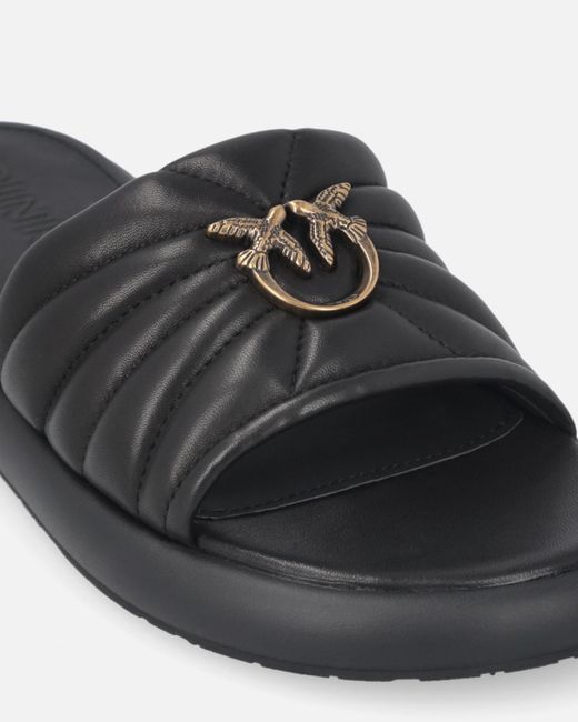 Pinko Black Fiona 03 Logo Appliqué Slippers