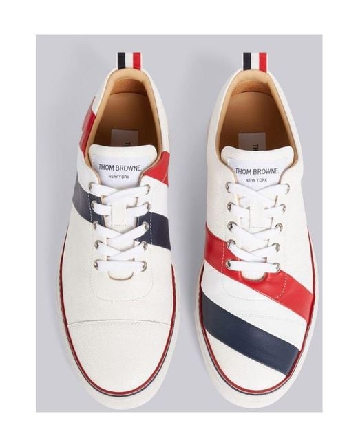 Thom Browne White Rwb Diagonal Stripe Sneakers for men