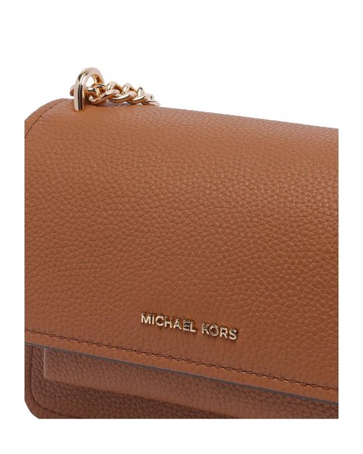 Michael Kors Brown Claire Chain-Linked Foldover Top Crossbody Bag