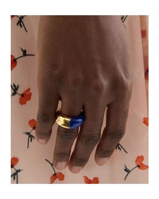 Jil Sander Blue Two-Tone Dome Ring