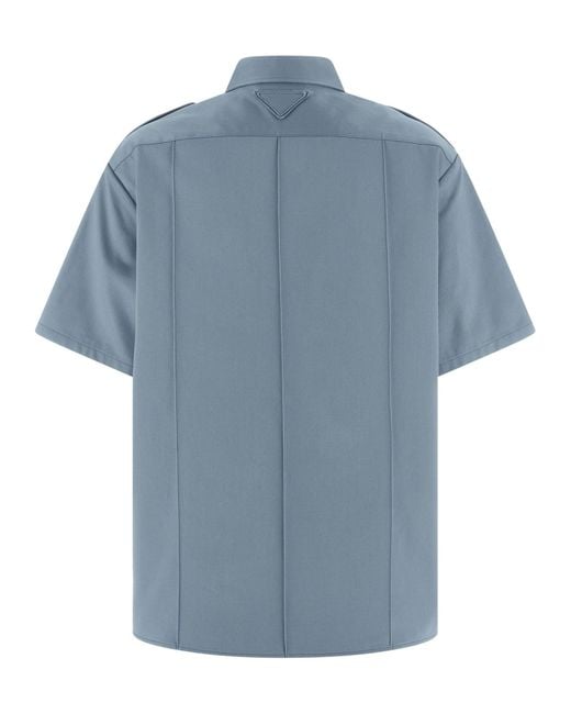 Prada Blue Short-Sleeved Chino Shirt