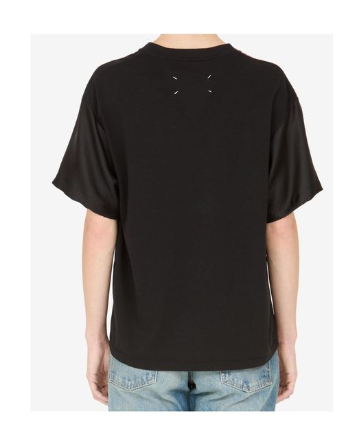 Maison Margiela Black Floral Printed V-Neck T-Shirt
