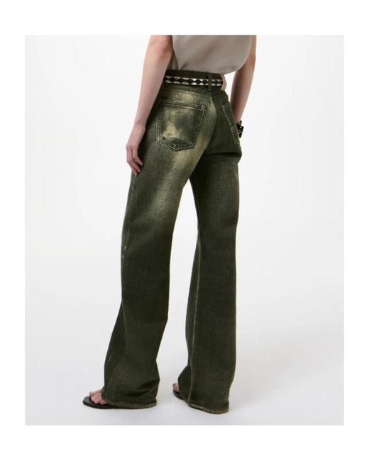 Our Legacy Green Aurora-Print Straight Leg Jeans