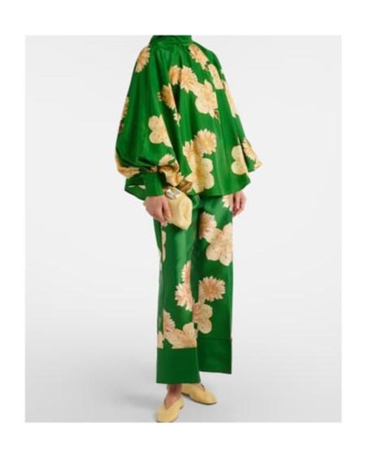ALÉMAIS Green Sage Floral Silk Blouse