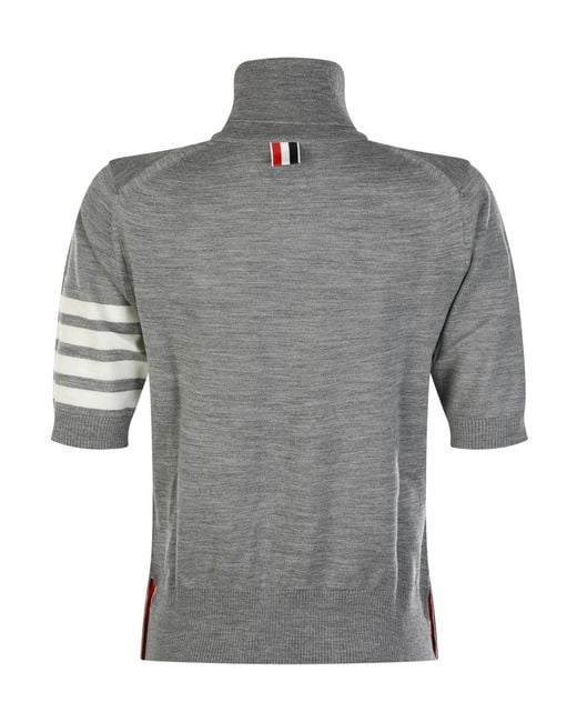 Thom Browne Gray Roll Neck Knitted Jumper