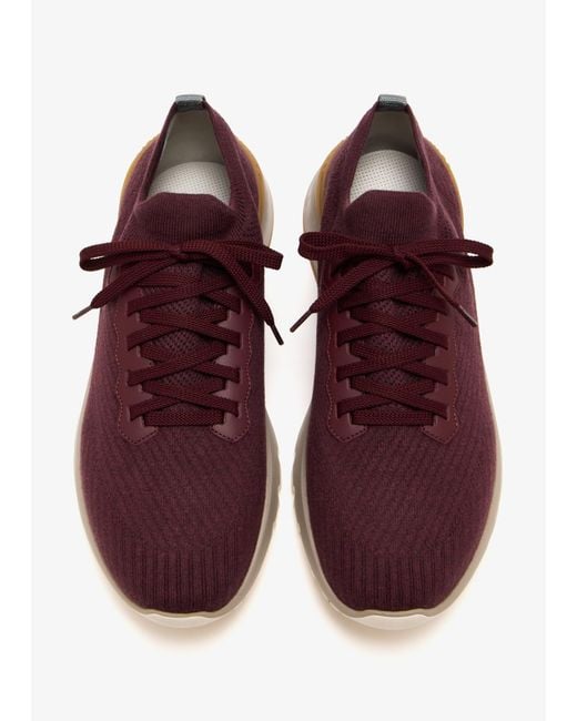 Brunello Cucinelli Brown Knitted Lace-Up Sneakers for men