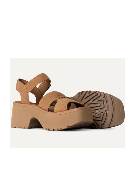 Ugg Brown Ankle Strap Wedge Sandals