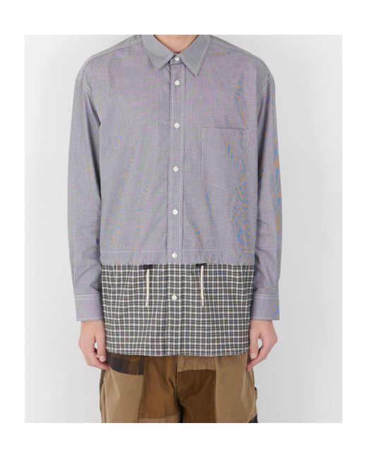 Comme des Garçons Gray Checkered Drawstring Shirt for men