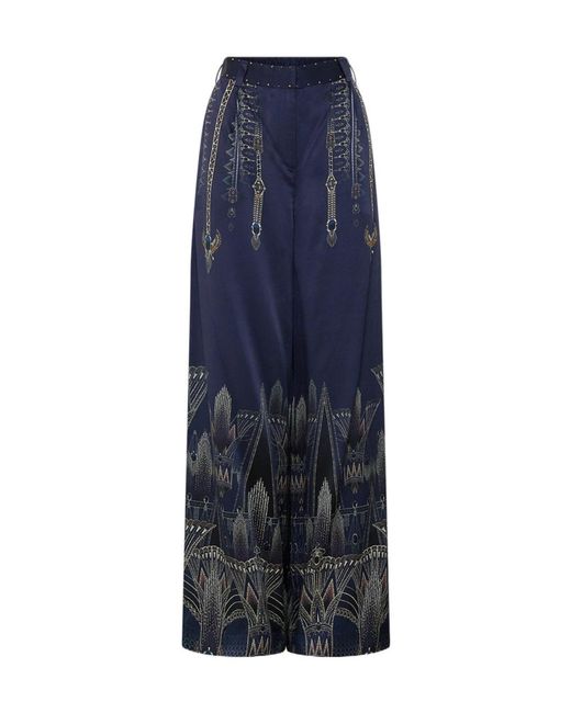 Camilla Blue Belt-Loop Casual Pants