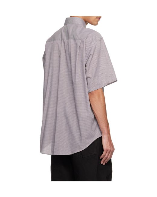 Hed Mayner Purple Plaid Short-Sleeved Shirt for men