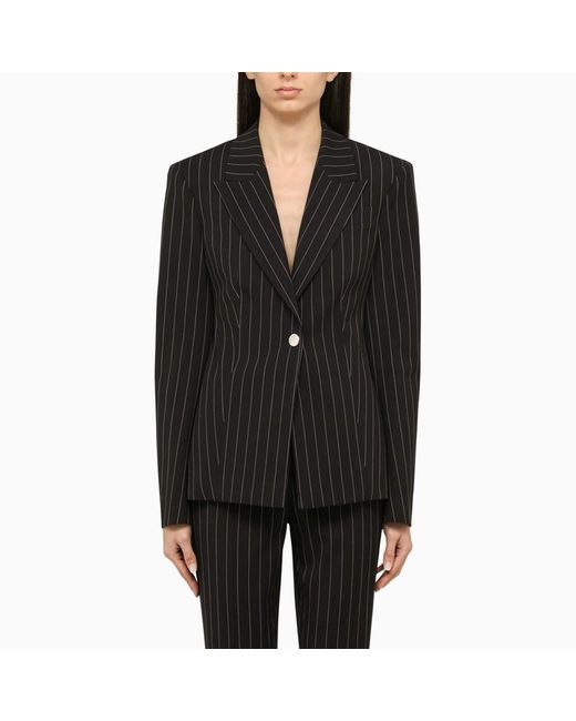 The Attico Blue The Single Breasted Striped Tailored Blazer