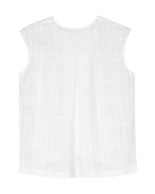 A.P.C. White Check-Pattern V-Neck Tank Top