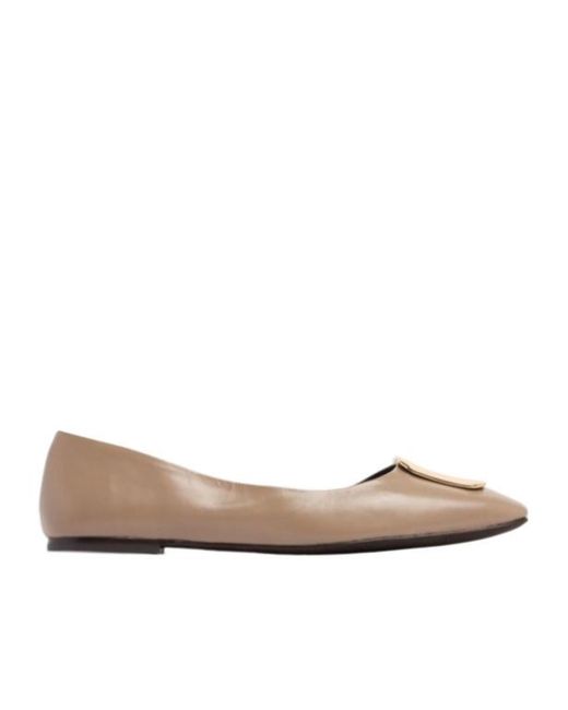 Tory Burch Brown Square-Toed Ballet Flats