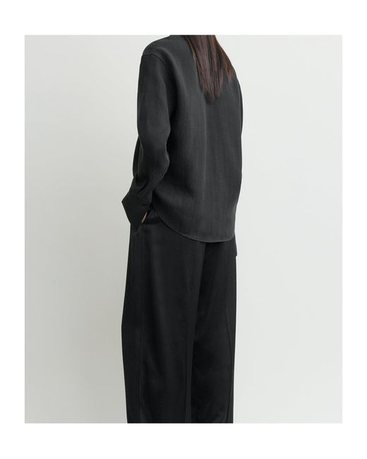 Totême Black Totême Draped Curved Hem Blouse