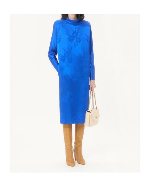 Valentino Blue Floral Jacquard Midi Dress