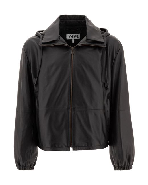 Loewe Black Long-Sleeved Leather Jacket for men