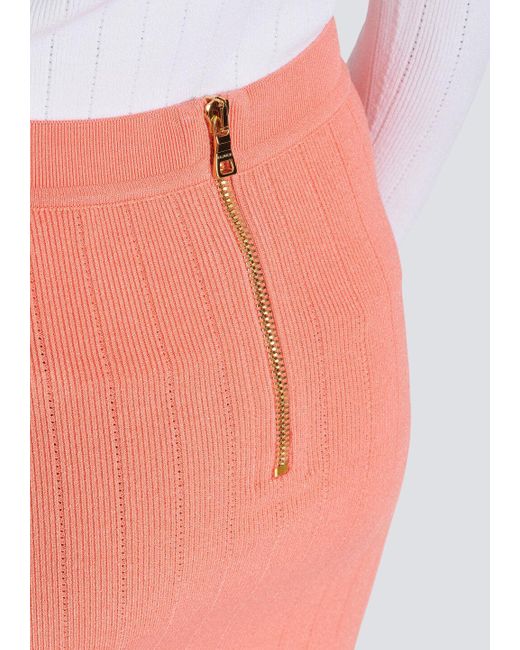 Balmain Pink Button Embellished Knitted Skirt