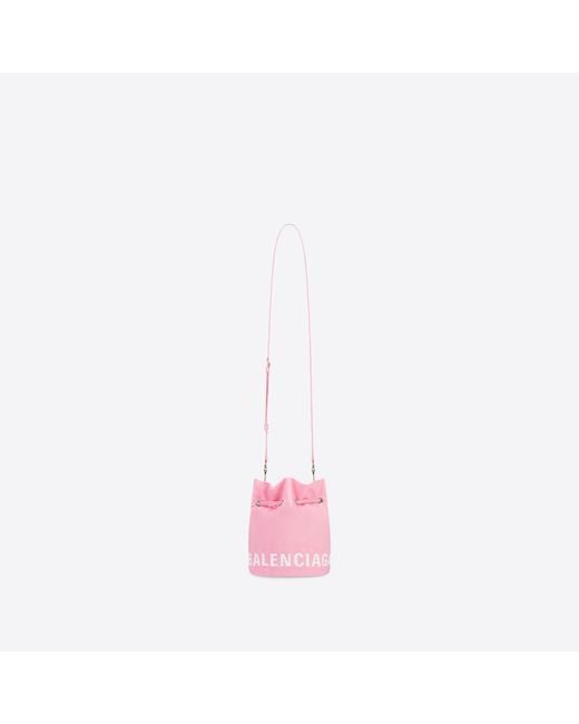 Balenciaga Pink Wheel Xs Logo-Embroidered Bucket Bag