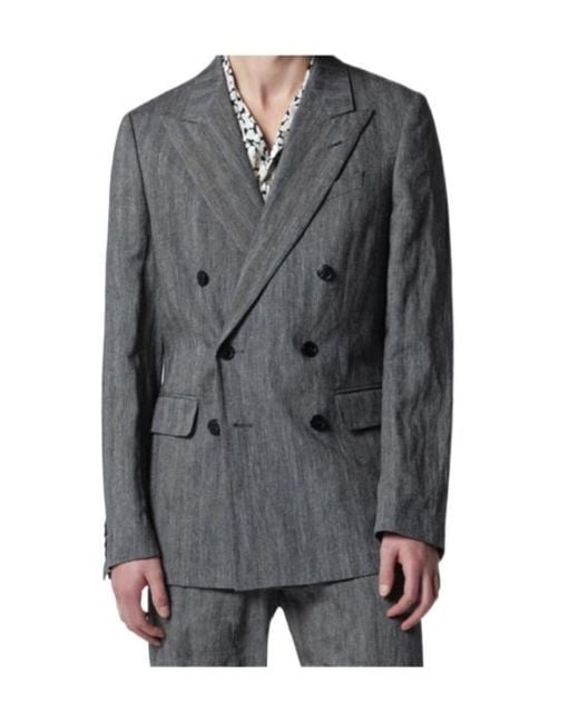 Dries Van Noten Gray Double-Breasted Jacket for men