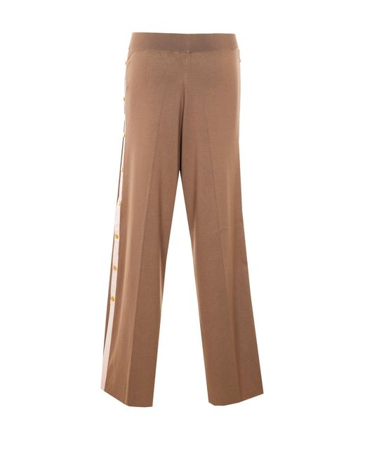 Elisabetta Franchi Brown Shiny Bands Trousers