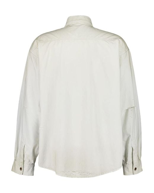 Balenciaga White Dirty-Effect Workwear Overshirt for men