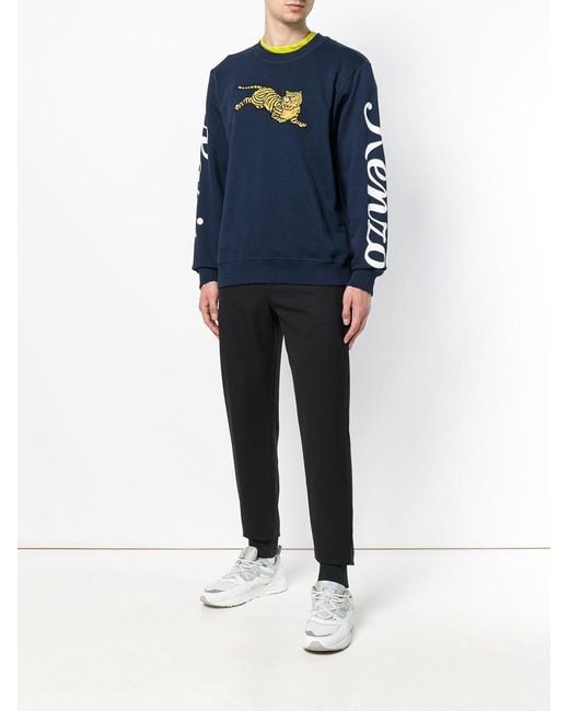 KENZO Blue Jumping Tiger Pullover for men