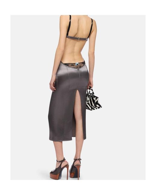 The Attico Purple The Lace-Trim Open-Back Midi Dress