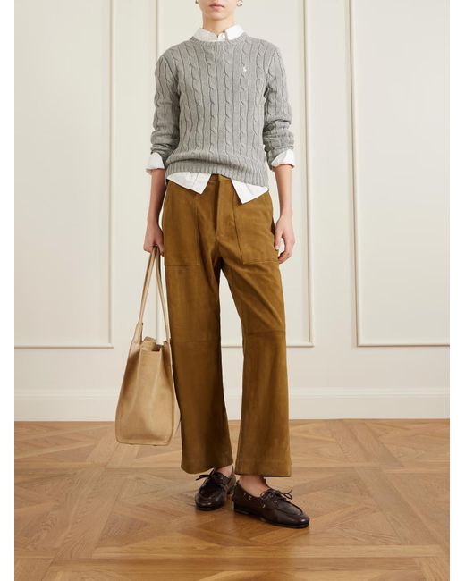 Polo Ralph Lauren Natural Suede Straight-Leg Pants