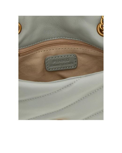 Pinko Gray Love Baby Puff Quilted Crossbody Bag
