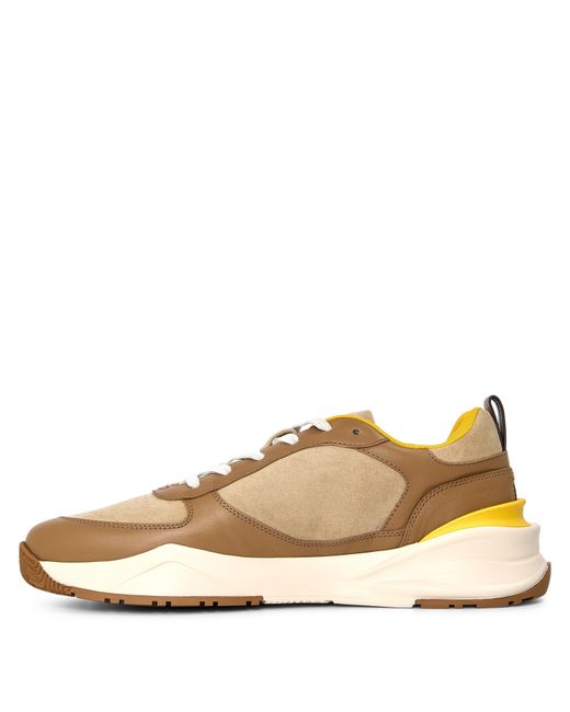 Fendi Natural Color Blocked Low Top Trainers for men