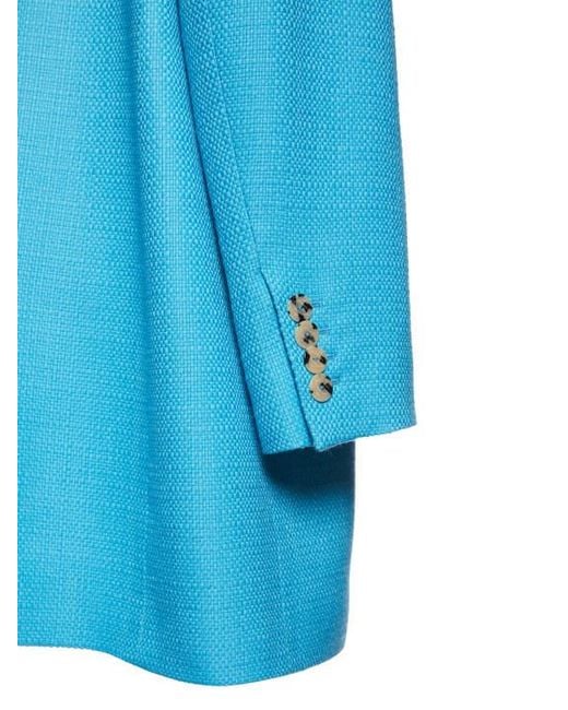 GIUSEPPE DI MORABITO Blue Textured Wool Oversize Blazer