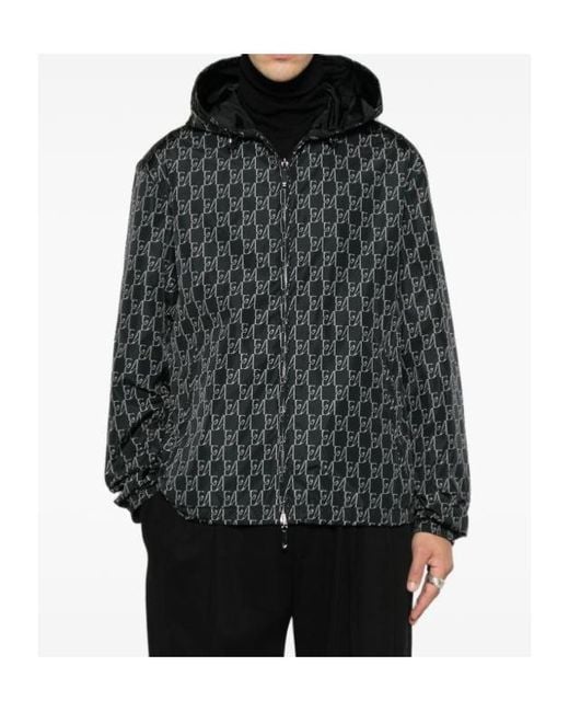 Emporio Armani Black Monogram-Print Reversible Jacket for men