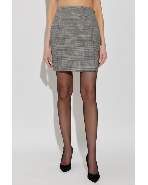 Balmain Gray Houndstooth Mini Skirt
