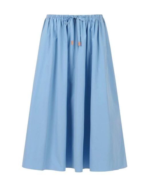 Marni Blue Poplin Drawstring Skirt