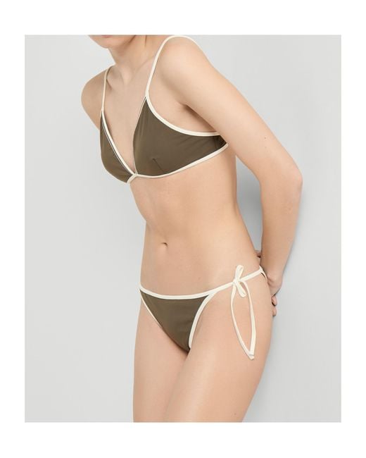 Brunello Cucinelli Gray Monili Detailed Bikini Top