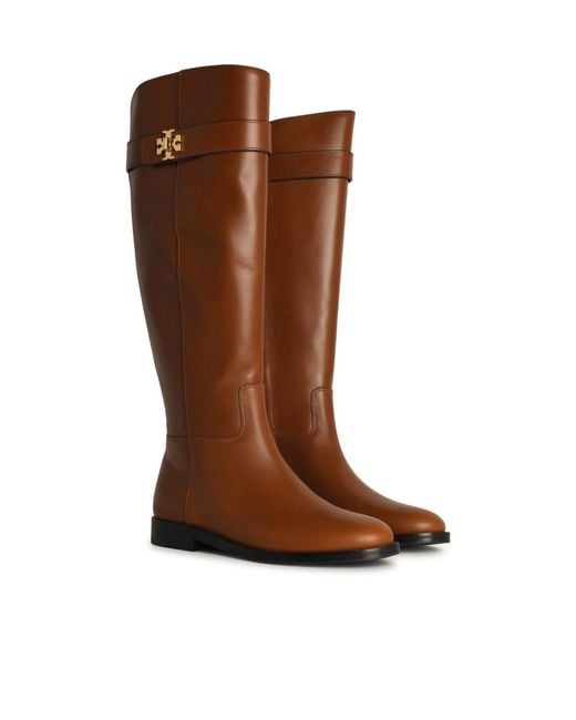 Tory Burch Brown T Lock Riding Boots