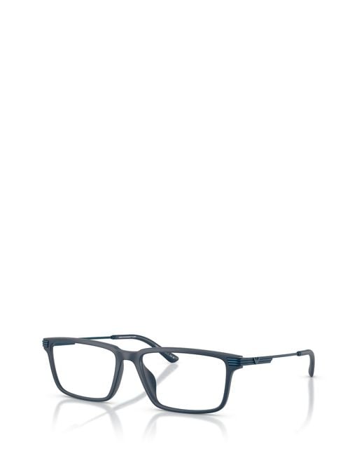 Emporio Armani White Rectanglular Frame Glasses for men