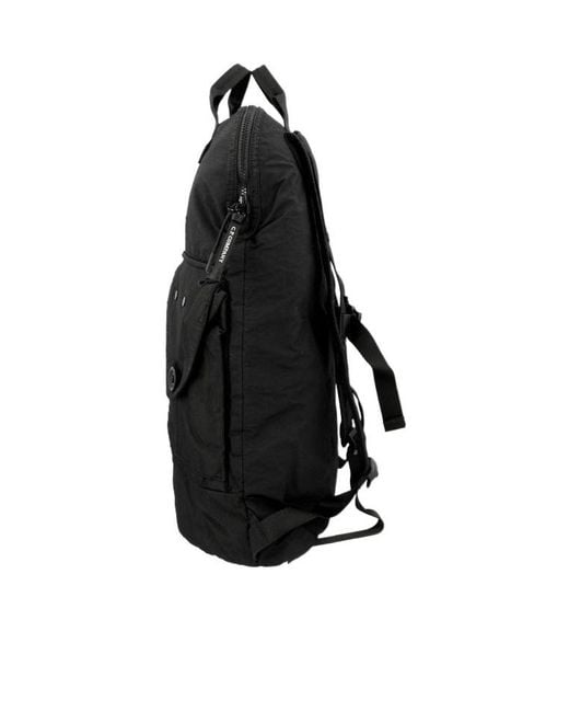 C P Company Black Zippered Backpack for men