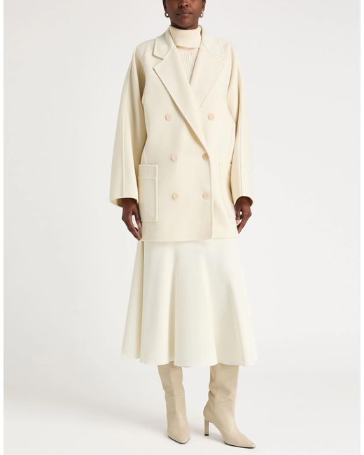 Max Mara Natural Solid Color Wool Coat