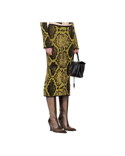 The Attico Green Python Jacquard Skirt