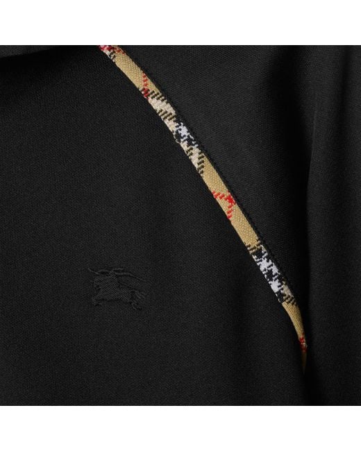 Burberry Black Checked-Trim Zipped Drawstring Hoodie