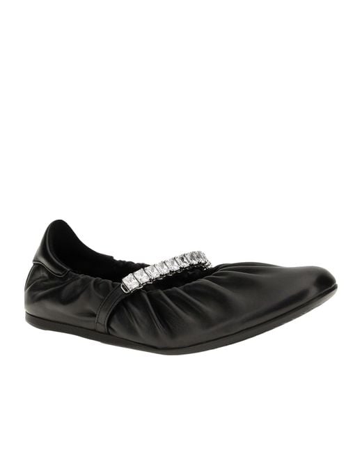 Jimmy Choo Black Jade Crystal-Strap Ballet Flats