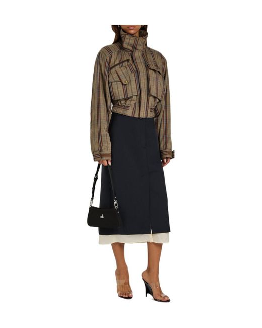 Vivienne Westwood Brown Plaid Woven Bomber Jacket